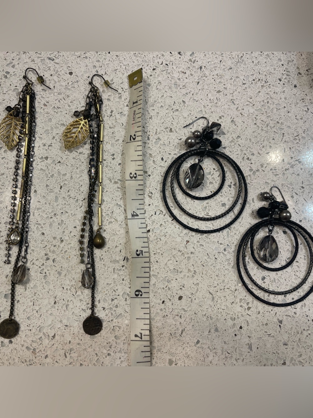 Express Gold and Black Mixed-Media Statement Earrings Set